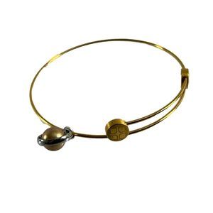 Ernstes Design Bracelet Bangle Thin Gold Tone Dangle Bead Charm